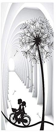 Türtapete Selbstklebend TürPoster 3D Türaufkleber Türfolie türsticker Foto Vinyl Tür Plakat für Schlafzimmer Toilette Verschönern Deko türen 100x200 cm Weißer Bogen & Löwenzahn
