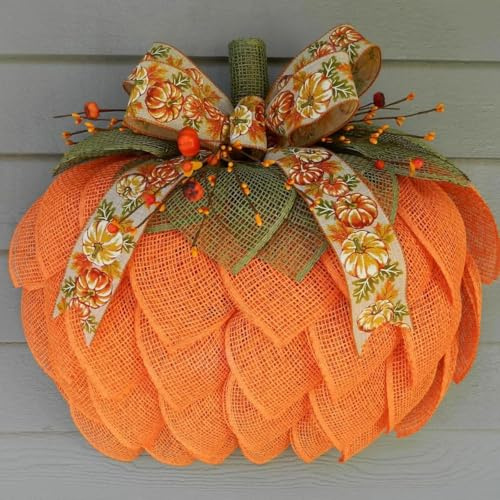 Herbstdeko Türkranz, 35cm Herbstkranz Herbst Dekoration Kürbis Deko aus Tuch,Herbst TürKranz WandKranz Als Tür Fenster Wandbehang Dekoration für Halloween,Erntedankfest,Innen und Außendekoration (A)