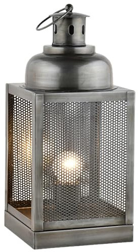 Marrakesch Tischlampe Nachttischlampe 35cm groß | Vintage Deko Lampe im Wohnzimmer Schlafzimmer oder Kinderzimmer | Retro Tischleuchte Ceed Silber aus Metall mit E27 Fassung
