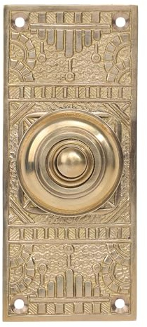 SKANDH Decorative Rectangular Brass Bell Push Button | Vintage Chime Push Button for Doorbell, Home, Office, and Commercial Use (Polish Brass)