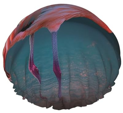 Vivid Flamingo Doppelschichtige Duschhaube für Frauen, wiederverwendbar, geeignet für Baden, Spa