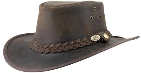 Black Jungle BALAT Lederhut, Westernhut, Australienhut, Cowboyhut (DE/NL/SE/PL, Alphanumerisch, M, Braun)