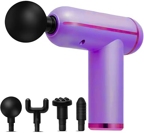 SGM Massage Gun | 6-Speed Deep Tissue Muscle Massager for Back, Neck Pain Relief | Men, Women, Dad, Mom | Electric Therapy Gun with 4 Heads | Lightweight 1.76lbs | Quiet Motor & USB Recharge (Purple)