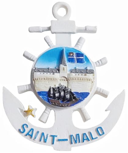 Magnete da frigorifero con Saint Malo Bretagna Francia souvenir da viaggio magnete decorativo dipinto a mano