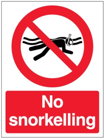 V Safety Hinweisschild No Snorkelling, Hochformat, 150 x 200 mm, 1 mm Hartplastikschild