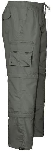 Mens 3 in 1 Cargo Trouser, Zip Off Elasticated Waist Combat Summer, From Trousers to 3/4 Long Shorts to Knee Length Shorts All in One Bottoms Pants with Multi-Pockets M-3XL, Khaki, M