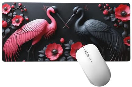Gaming Mauspad XXL 700 x 300 mm, Mauspad Blume Mousepad XXL Schreibtischunterlage Groß Size, mit Genähten Kanten Mouse Pad Vogel Mousepad für Spiele, Home Office Deko, Geschenke für Männer H-447