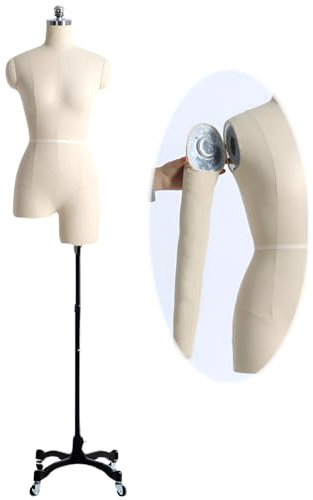 ylpddmm Kleiderform-Nähschaufensterpuppe, weibliche Schaufensterpuppe/Schneiderpuppe mit weichen Armen zum Nähen von Kleidung für Mädchen und Frauen,White-XXL-Model88