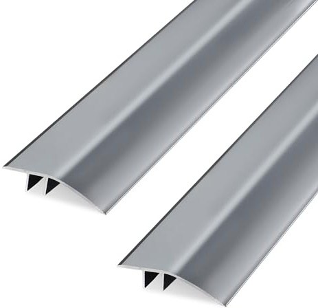 Lot de 2 Rampe de Seuil Aluminium Seuil de Porte Barre de Seuil Rattrapage Bande de Transition Profilé de Transition,Convient pour Pente de 6-12mm(Gris de Fer, 0.9m×4.3cm)