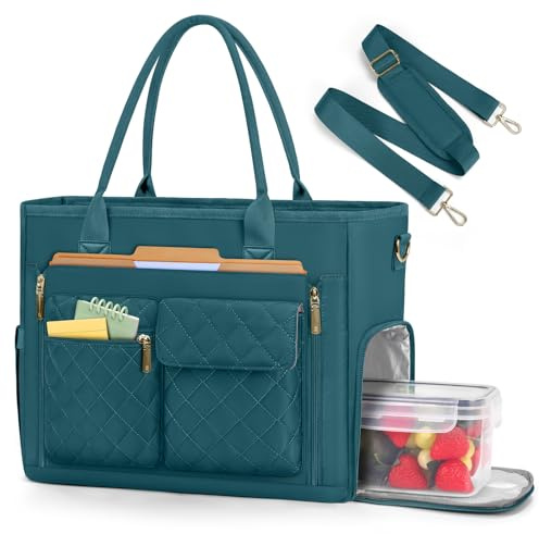 RAINSMORE Lehrer-Tragetasche mit isoliertem Lunchfach, 15,6 Zoll Laptoptasche für Damen, leichte Arbeitstasche, Krankenschwestertasche