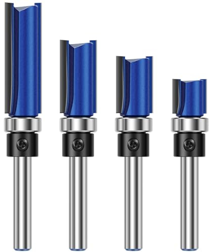 4 stycken spolfräsar 8 mm skaft ⌀ 12,7 mm ultravass 11,9/20/25/38 mm kopieringsfräs hårdmetall fräs fräs flush trim router bit trä fräs router bit skärverktyg för trä