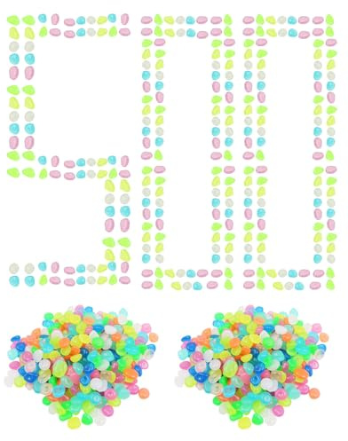 MYGLOAR 200/300/400/500 Stück Leuchtsteine, bunt, Muggelsteine, Dekosteine, Kieselsteine, Garten-Leuchtsteine, Gartendekoration, Bunte Dekosteine, Kleiner Garten, Aquarium, Kinderzimmer (500)