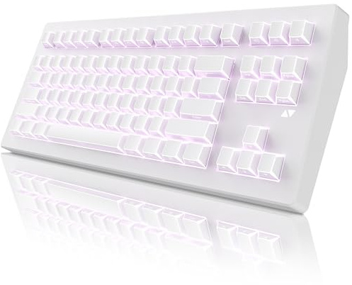 ZORNHER CG870 Clavier mécanique sans fil, 80 % blanc, clavier de jeu pleine taille avec pavé numérique, clavier crémeux, touches double shot, interrupteurs linéaires sonores