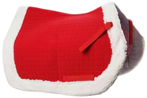 Tapis de selle à cru pour chevaux, tapis de selle ergonomique rouge Noël antidérapant, centre extra épais pour un soutien maximal, à cru, western