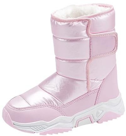 Bottes de Neige Garçons Filles Doublure Polaire Chaude Bottes d'Hiver Enfant Chaussures En Coton d'Hiver Matelassées Semelle Antidérapante pour Extérieur 36