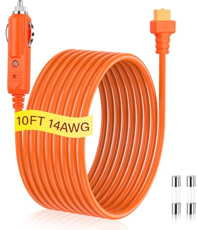 SinLoon Cable de Cargador de Encendedor de Cigarrillos XT60 de 14AWG, Cable de Extensión de Enchufe de Encendedor de Cigarrillos de 12V a Conector XT60 Hembra con Fusible y Luz LED para Estaciones de