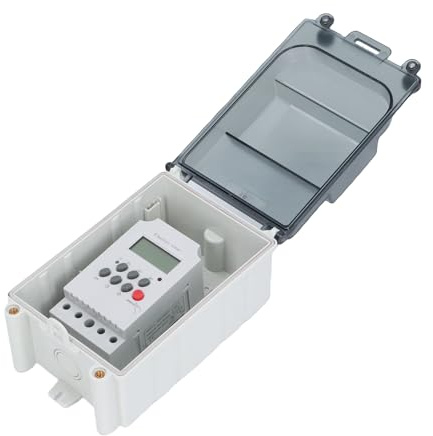 YWBL-WH 7 Day Programmable Pool Pump Timer 28 ON OFF IP67 Outdoor Digital Timer Box with Combination Lock for Pool Filter Pump and Outdoor Lighting