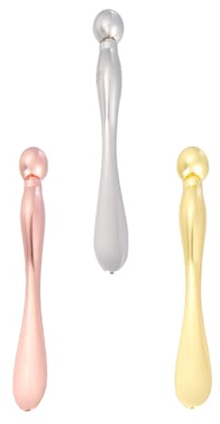 Toyvian Cuchara para Aplicar Crema de Ojos de Aleación de Zinc Masajeador Facial para Contorno de Ojos Antiarrugas 3 Piezas
