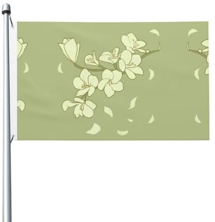 Drapeau double face imprimé bégonia de dessin animé, 0,9 x 1,5 m, léger et résistant aux couleurs avec boutonnières, idéal pour les fêtes en plein air et les jardins.
