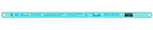 Bahco 3905-300-24-2P 24 TPI Sand Cut HSS Hand Hacksaw Blade, Turquoise/Blue, 300 mm, Set of 2 Piece