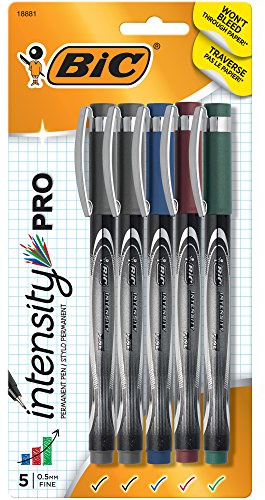 BIC Intensity Fineliner Pro Marker Pen, Fine Tip (0.5mm), Assorted Colors, Smooth & Precision Writing, 5-Count