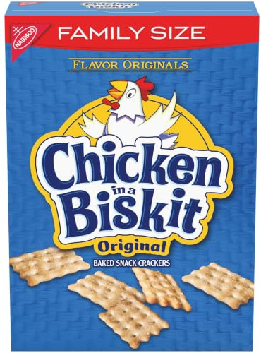 CHICKEN IN A BISKIT Original Baked Snack Crackers, Lunch Snacks, Family Size, 12 oz