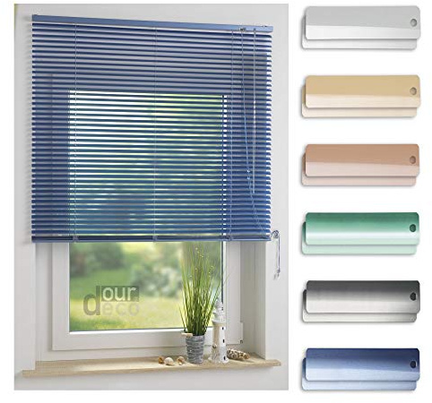 ourdeco® Aluminium-Jalousie / 110 x 160 Hellblau (Breite x Höhe) / Montage an Wand oder Decke, Premium Alu-Jalousie