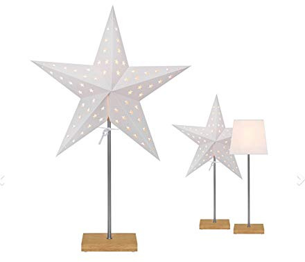 Tisch-/Weihnachtsleuchte, normale Leuchte und in der Weihnachtszeit ein Stern (Weiss/Eisen natur Fuß Holzfarben)