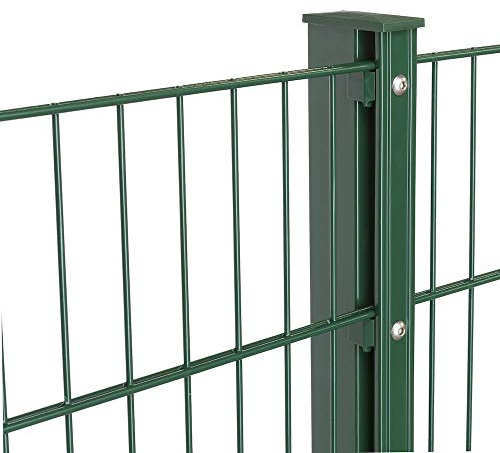Doppelstabmattenzaun Höhe 2,03 m Pfosten mit Abdeckleiste 10 bis 40 m Anthrazit + Moosgrün (27,5 m, Moosgrün RAL 6005)