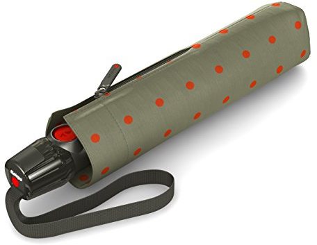 Knirps Ombrello tascabile T.200 Duomatic Dots - Apertura/chiusura automatica - A prova di tempesta - Antivento - Design a punti - Kelly Sand