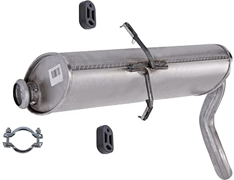BESTPRICE Kit d'échappement 1x silencieux arrière, 2x butées, 1x collier de serrage Compatible avec CITROËN BERLINGO (M_), PEUGEOT PARTNER (5_, G_)