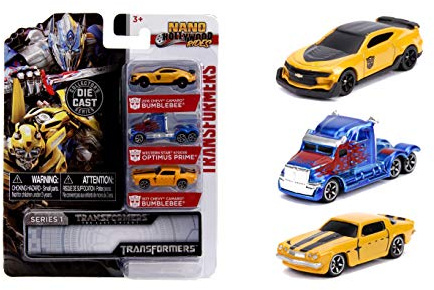Jada - 31125 - Transformers 3 Mini Modelle Auto Bumblebee Chevy e Optimus Prime 5700XE Nano Hollywood Rides DIE CAST - Multicolor - 4cm