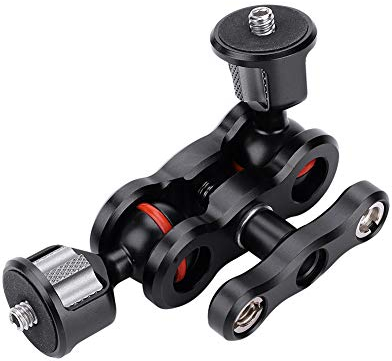 Bras Universel Magique avec Deux rotules, rotule Double Multifonctions en métal Durable et Portable, avec Support de Chaussure et vis 1/4 pour Moniteur DSLR