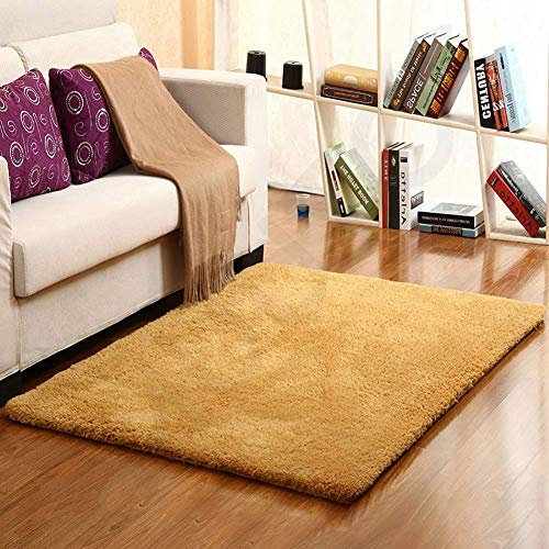 Muutos Tappeto in Finta Pelle di Pecora-Agnello, Tappeto Moderno a Pelo Corto, Imitazione Lana a Pelo Lungo, Adatto per Tappeto per Soggiorno, Cachi, 120 x 120 cm