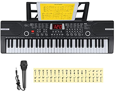 Hricane Piano Keyboard, 61 Keys Beginner Electronic Keyboard Portable Digital Music Keyboard, Early Education Music Instrument with Microphone & Music Sheet Stand