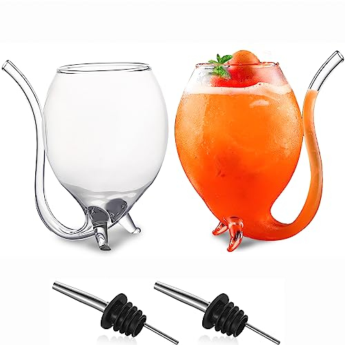 Bicchieri da vino Port Sippers per sorseggiare vampiro, bicchieri da vino, bicchieri da cocktail da 360 ml, confezione da 2 grandi bicchieri trasparenti con tubo per bevande per cocktail