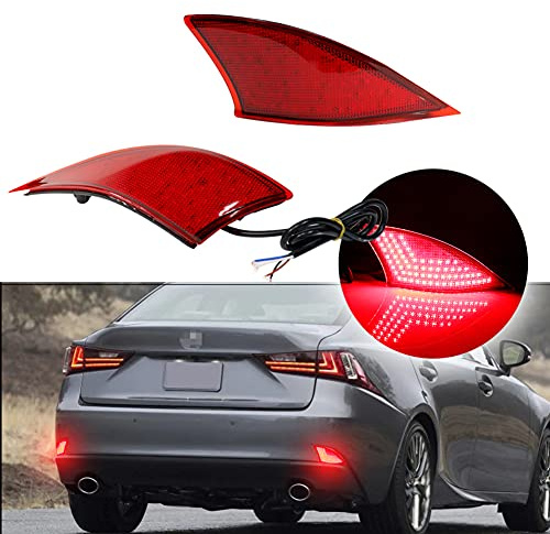 KENRTIR Red Lens LED Bumper Reflector Lights Tail Brake Rear Fog Lamps For 2014-2020 Lexus IS250 IS350 IS200t IS300