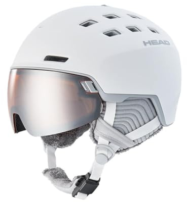 Head Skihelm Rachel 5K White + SL M/L (56-59 cm) Alpinski Helm mit Visier Snowboardhelm