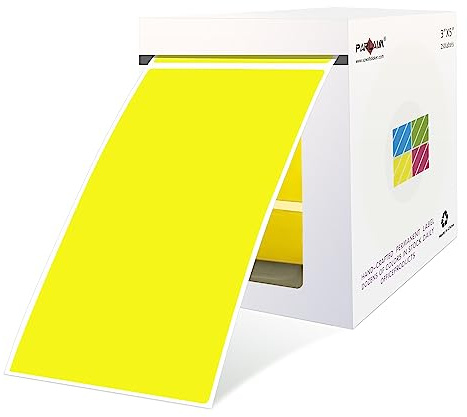 PARLAIM 3 x 5 inch Rectangle Sticker Labels, 250PCS Adhesive Color Coding Stickers for Moving Box Inventory Label, Fluorescent Yellow