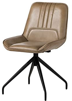 MASSIVMOEBEL24.DE Iron Label Stuhl #110 49x56x83, Farbe:beige, Anzahl:1 Stück, Material:Echtleder