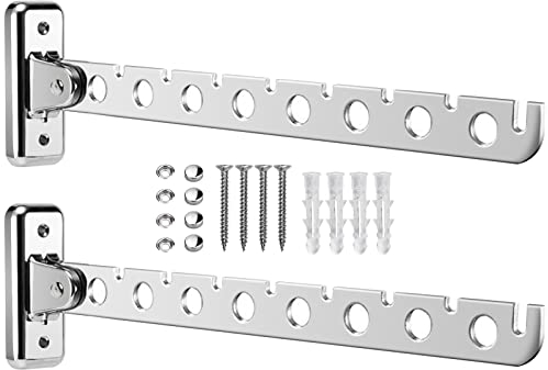 BLUESEABUY 2 Stück Kleiderbügel Klappbar 30cm Wandtrockner, Wäscheständer, Kleiderbügel, Wandhalterung, Trocknerhalter, 90° drehbar, Kleiderständer, faltbar