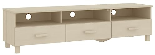 vidaXL TV Schrank 3 Schubladen 3 Fächer Lowboard TV Möbel Sideboard Fernsehtisch Fernsehschrank HiFi-Schrank Honigbraun 158x40x40cm Massivholz Kiefer