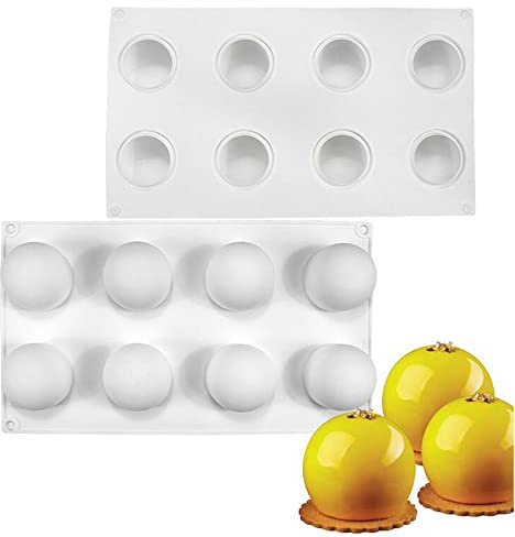 Moule à gâteau en silicone pour mousse, dessert, mousse, chocolat, savon, bougie, moule à 8 trous sphérique