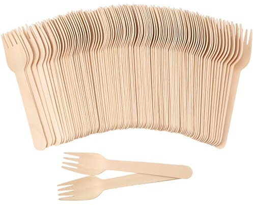 Shimeyao 1000 Pcs Birch Wood Disposable Forks, 6.3 Inches, Ideal for Party, Camping, Wedding and Travel