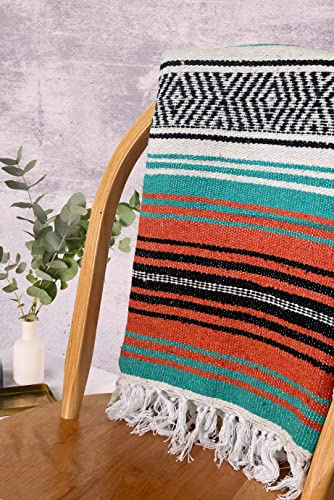 Base yoga Couverture de méditation en coton style mexicain / couverture de yoga - Tissage traditionnel / relaxation / studio de yoga / boho Falsa - 188 x 132 cm