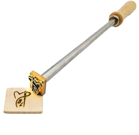 Dein Brandstempel extern beheizter Initialen im Motiv Nadel mit Herz für Holz, Leder, Pappe - personalisiertes Brandeisen, individueller Brennstempel in 16 x 20 mm