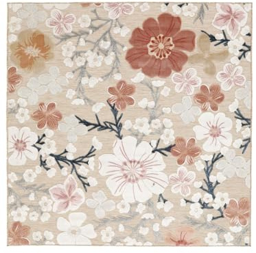 RugVista Cherri In & Outdoor-Teppich, Quadratisch, 200 x 200 cm | Moderne, Mittlerer Stapel, Nur Handwäsche, Oeko-Tex 100, UV-beständig, Wohnzimmer, Küche, Patio