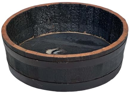 Temesso Whiskyfass Abschnitt als Pflanzschale für Küchenkräuter, Kräuterbeet, Vogeltränke oder Wanne Höhe ca. 18cm (geölt)