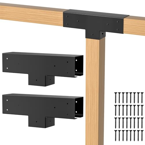 Kit de bricolage FMhotu pour pergola, supports en T à 3 voies, support en bois surélevé, pour 4 x 4 (8,9 x 8,9 cm), kit de quincaillerie pour pergola, jardin, bois