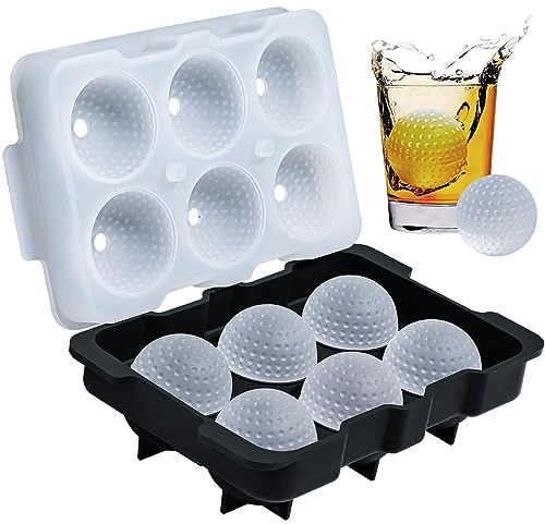Webake Eiswürfelform Silikon Golfball Eiswürfelbehälter Kugel Rund mit Deckel Eiswürfel Form für Cocktails Whisky Wasser Bier Schwarz